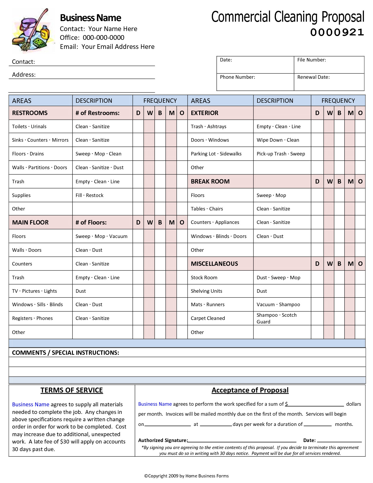Commercial Cleaning Proposal Template Free Cleaning Bid Proposal Template