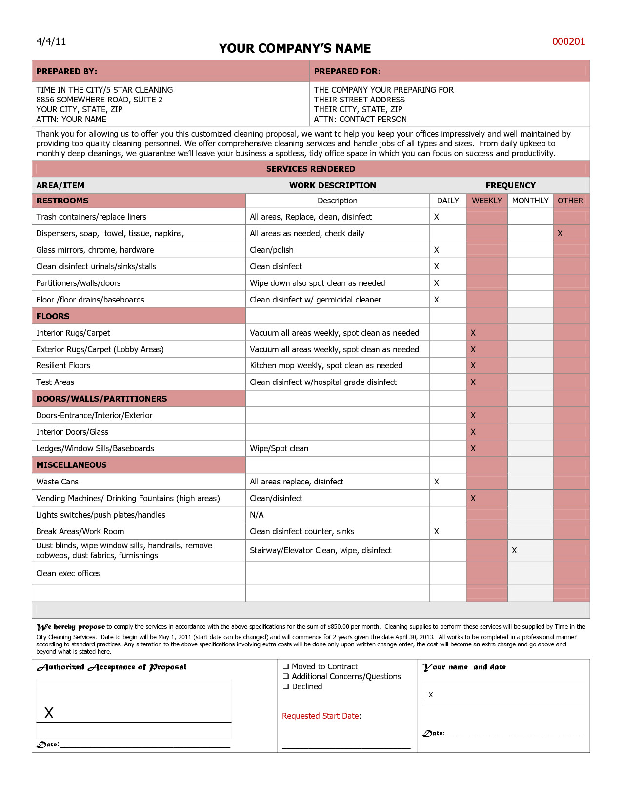 Commercial Cleaning Proposal Template Free Janitorial Bid Proposal Template