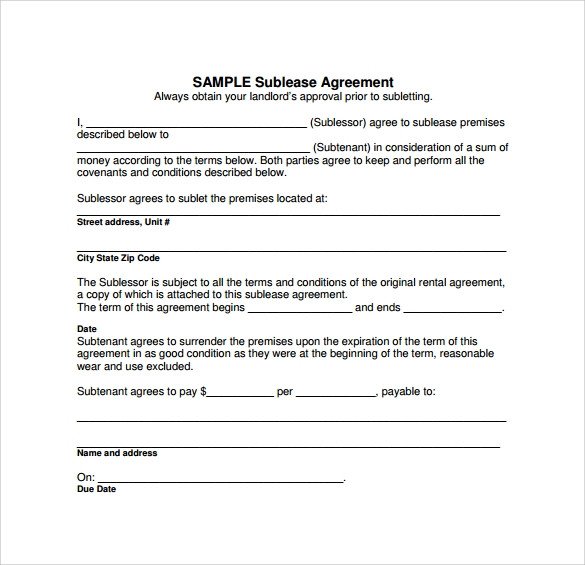 Commercial Sublease Agreement Template Sublease Agreement 18 Download Free Documents In Pdf Word