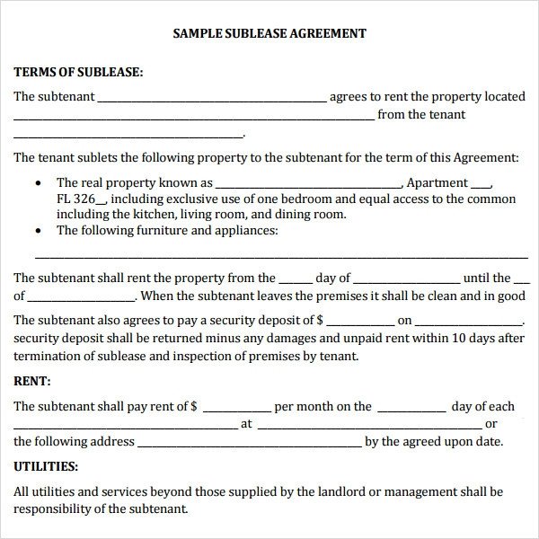 Commercial Sublease Agreement Template Sublease Agreement 25 Download Free Documents In Pdf Word