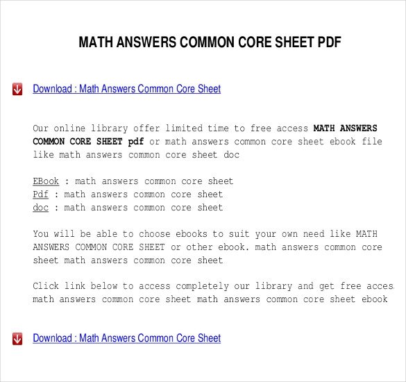 Common Core Sheets Answers Mon Core Sheet Templates – 6 Free Pdf Documents