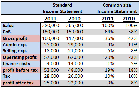 Common Size Income Statement Template What is Mon Size In E Statement Pakaccountants
