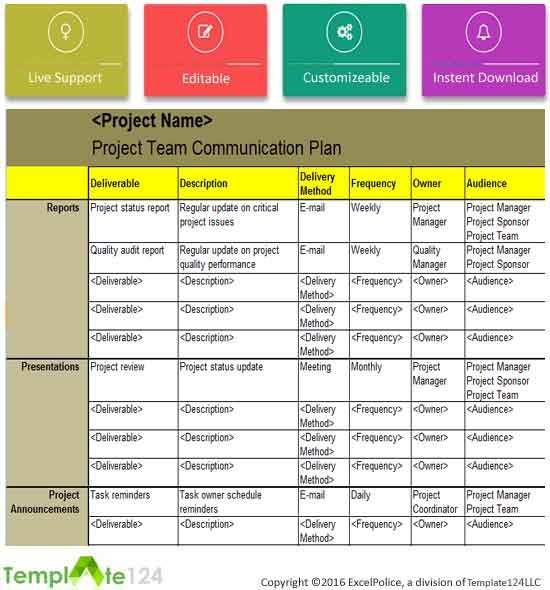 Communication Plan Template Excel Project Team Munication Plan Template Excel