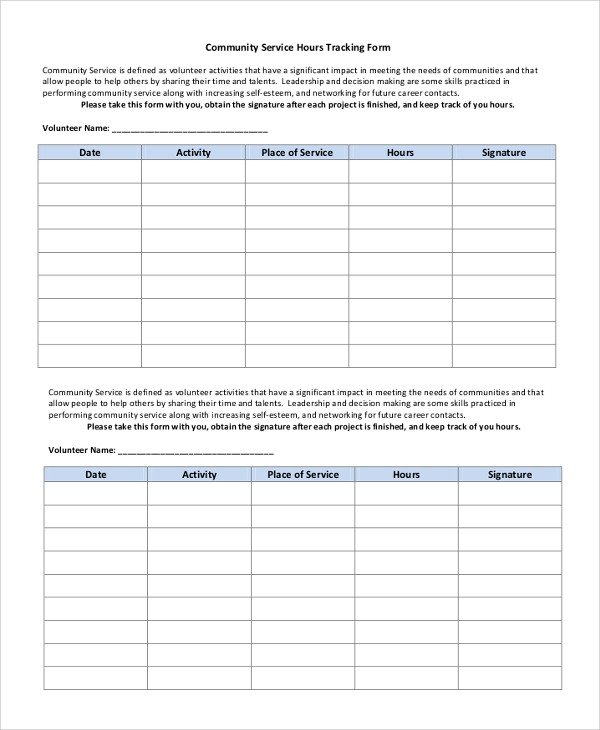 Community Service Hours Template Sample Munity Service form 10 Examples In Pdf Word
