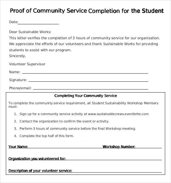 Community Service Hours Template Sample Munity Service Letter 25 Download Free