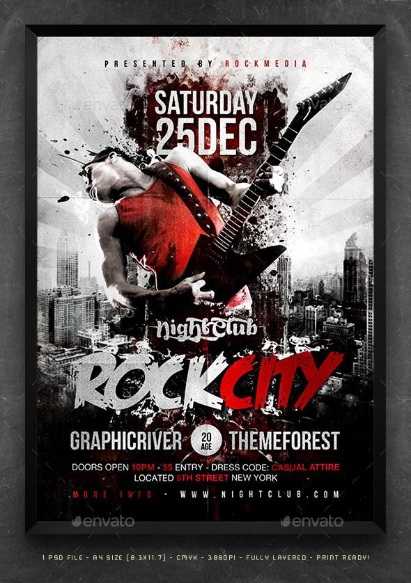Concert Flyers Template Free Rock City Concert Flyer Poster by Fadeink Rockcity