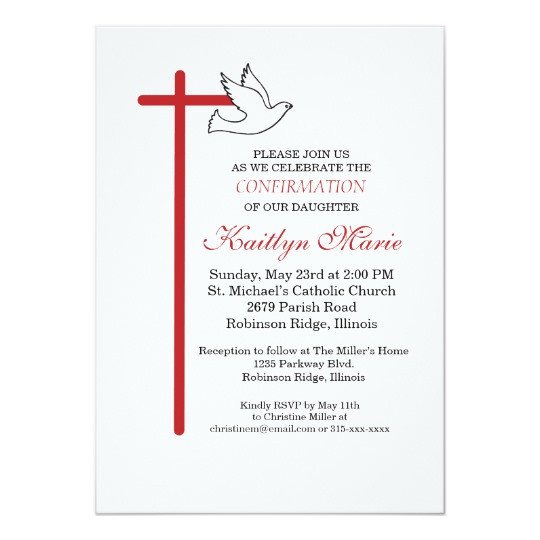 Confirmation Invitations Templates Free Confirmation Invitation Red Cross &amp; Dove On White