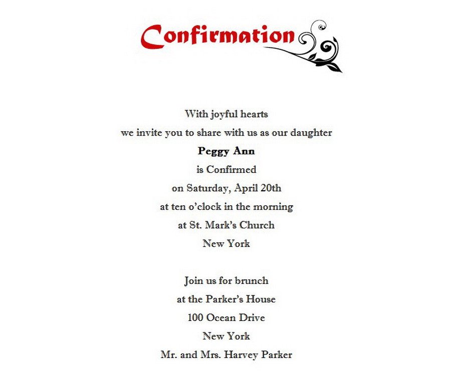 Confirmation Invitations Templates Free Free Wording by theme