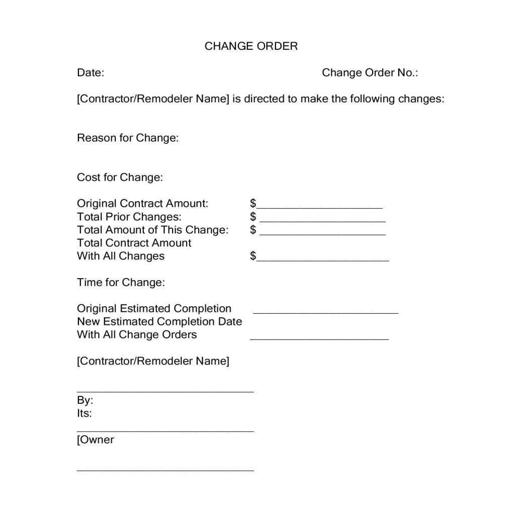 Construction Change order form Change orders During A Construction Project