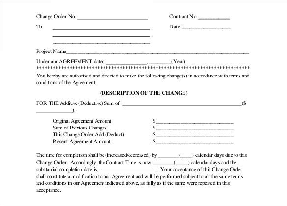 Construction Change order Template Excel Construction order Template – 10 Free Excel Pdf