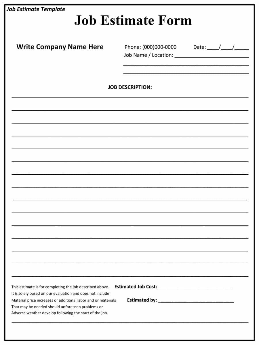 Construction Estimate Template Word 44 Free Estimate Template forms [construction Repair