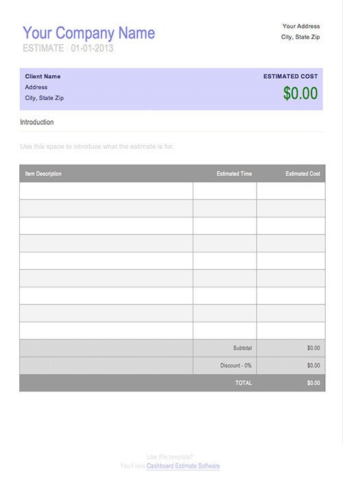 Construction Estimate Template Word Construction Estimate Template Microsoft Word Templates