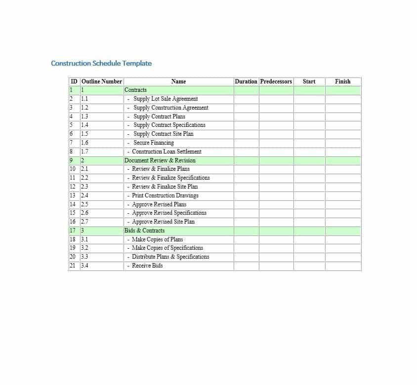 Construction Finish Schedule Template 21 Construction Schedule Templates In Word &amp; Excel