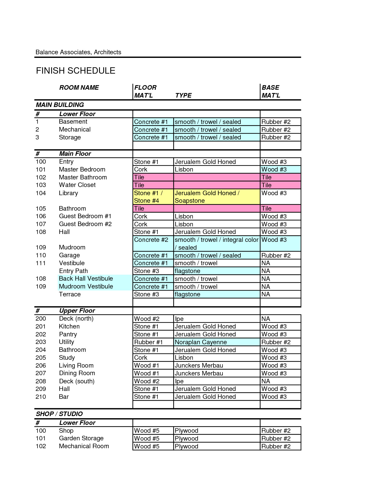 Construction Finish Schedule Template Room Finish Schedule Template Design