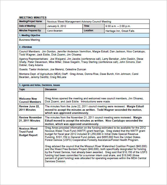 Construction Meeting Minutes Template Excel 14 Project Meeting Minutes Template Google Docs Word