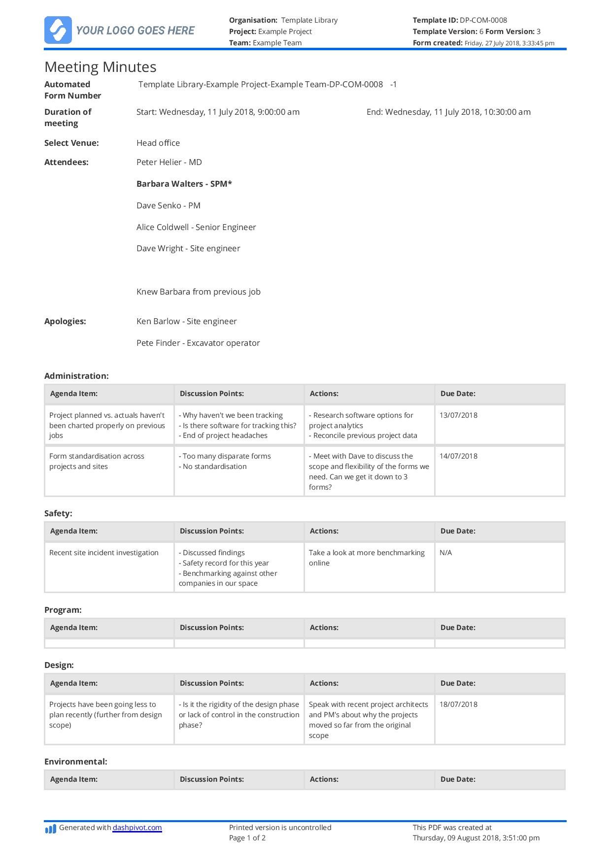 Construction Meeting Minutes Template Excel Free Construction Meeting Minutes Template Better Than