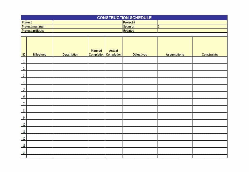 Construction Schedule Template Excel 21 Construction Schedule Templates In Word &amp; Excel