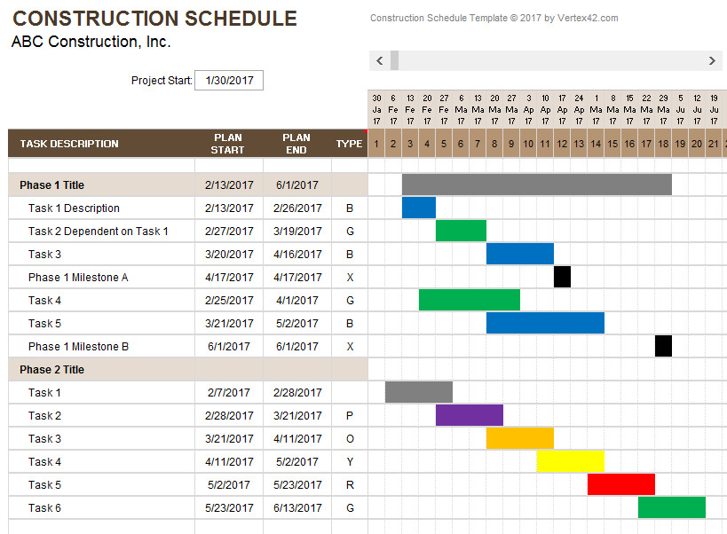 Construction Schedule Template Excel Construction Schedule Template