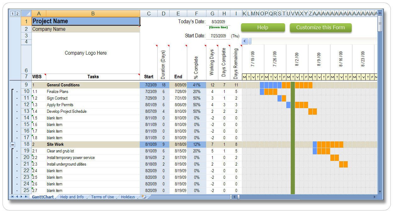 Construction Schedule Template Excel Excel Construction Schedule Templates for Project Management