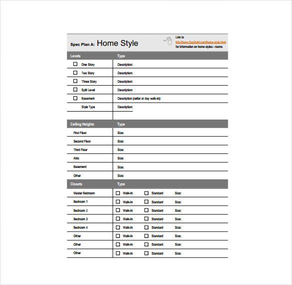 Construction Spec Sheet Template 17 Specification Sheet Templates