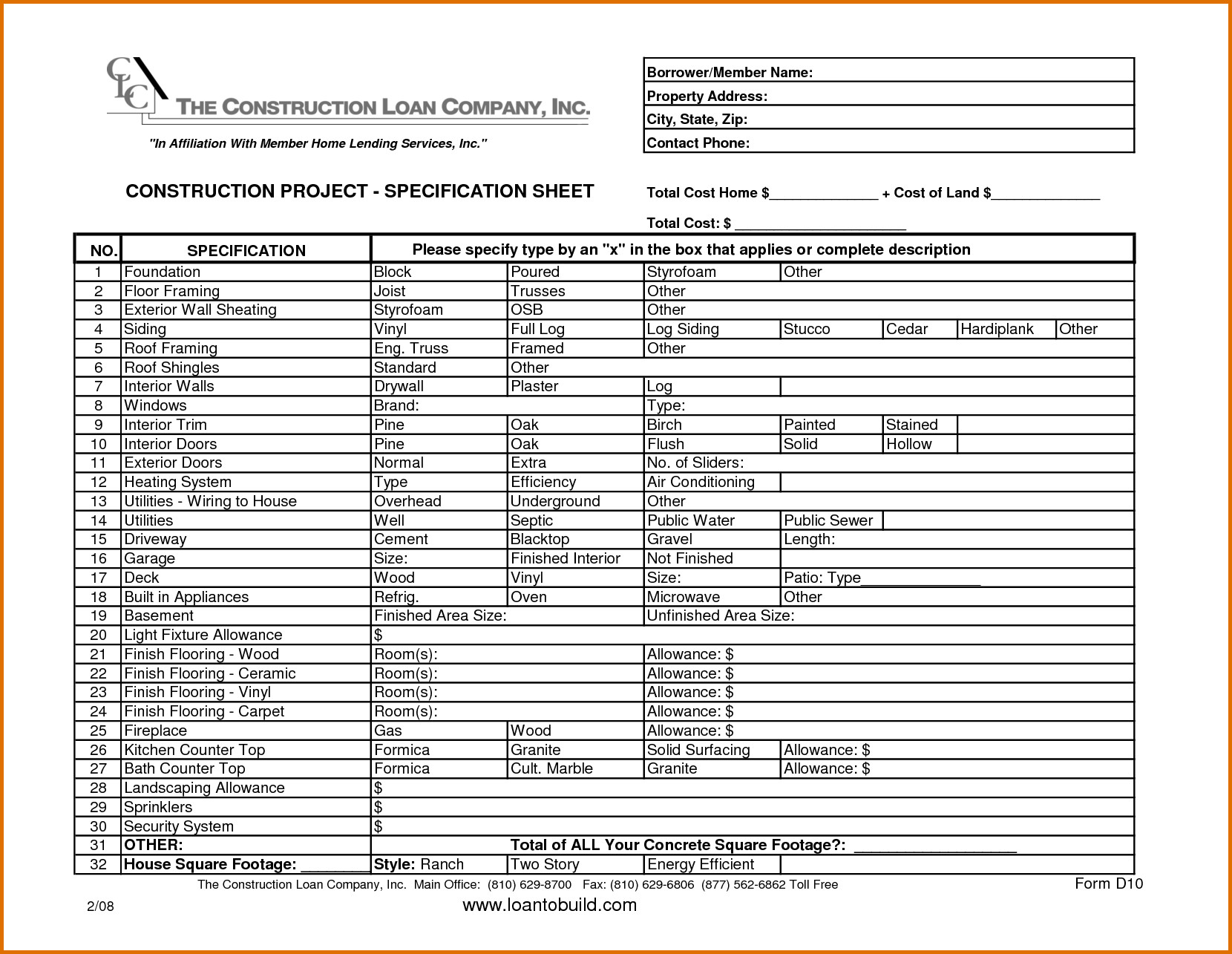 Construction Spec Sheet Template 3 Questions to ask Residential Construction Spec Sheet