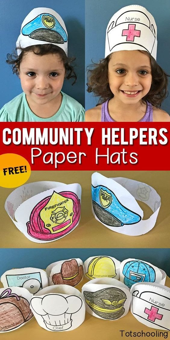 Construction Worker Hat Craft Free Printable Munity Helpers Paper Hats Homeschool