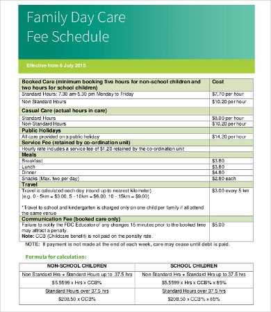 Consultant Fee Schedule Template Fee Schedule Template 13 Free Word Pdf Documents