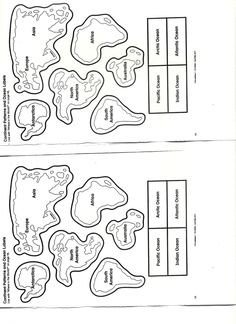 Continent Templates for Globe Continents Cut and Paste Puzzle