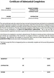 Contractor Certificate Of Completion Templates Contractor S Certificate Of Substantial Pletion form