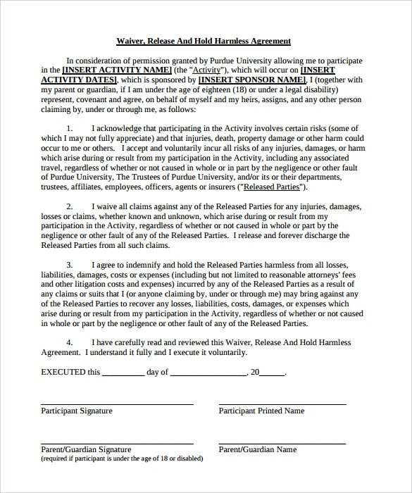Contractor Hold Harmless Agreement Template Hold Harmless Agreement 32 Download Documents In Pdf