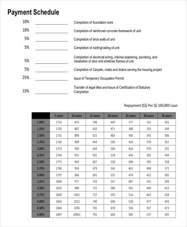 Contractor Payment Schedule Template 28 Payment Schedule Templates Word Excel Pdf