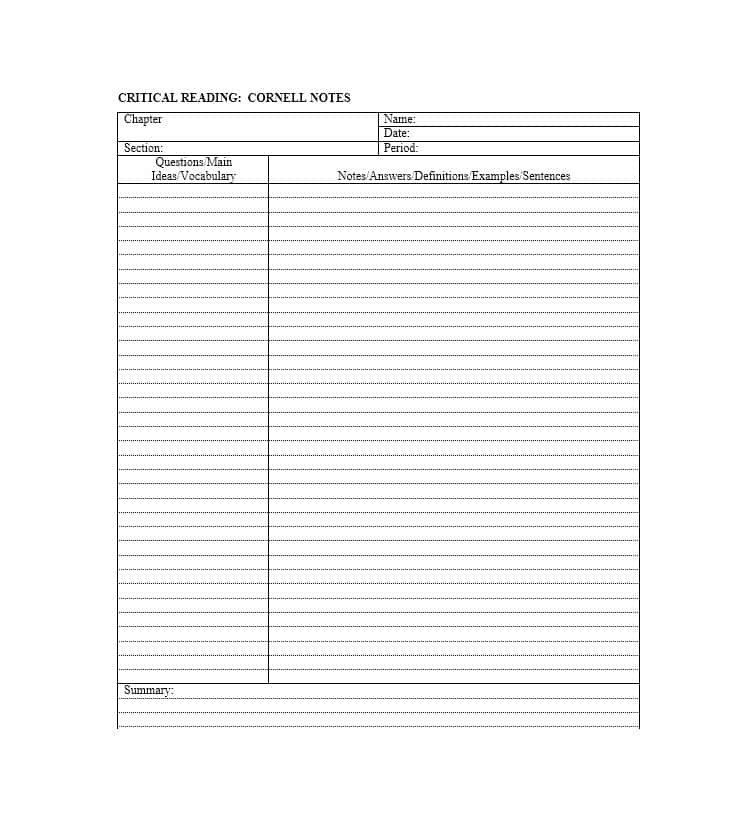 Cornell Notes Template Download 36 Cornell Notes Templates &amp; Examples [word Pdf]