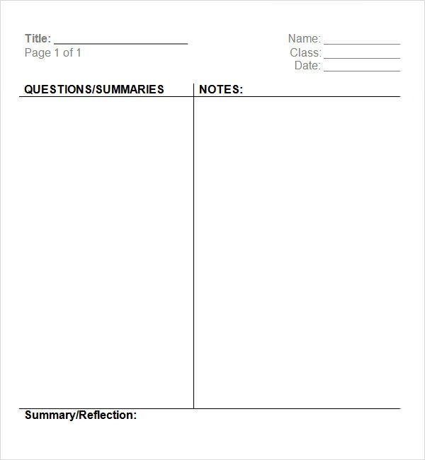 Cornell Notes Template Download Cornell Note Template 15 Download Free Documents In Pdf