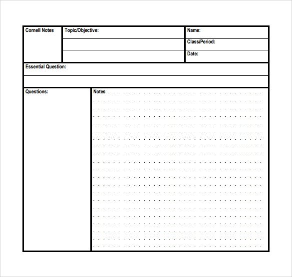 Cornell Notes Template Download Cornell Note Template 15 Download Free Documents In Pdf
