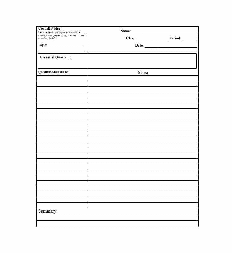 Cornell Notes Template Word 36 Cornell Notes Templates &amp; Examples [word Pdf]