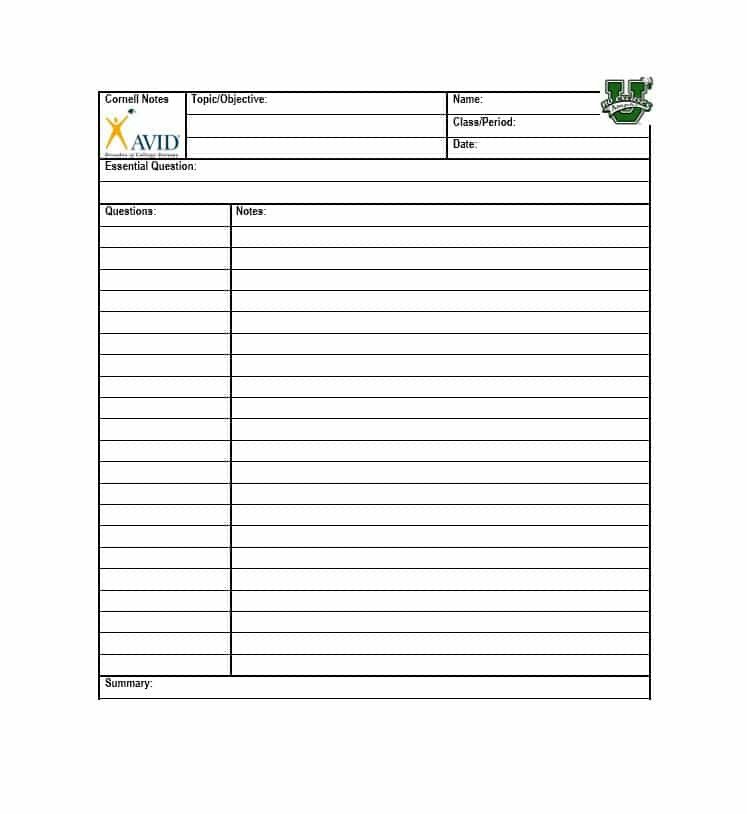Cornell Notes Template Word 36 Cornell Notes Templates &amp; Examples [word Pdf]