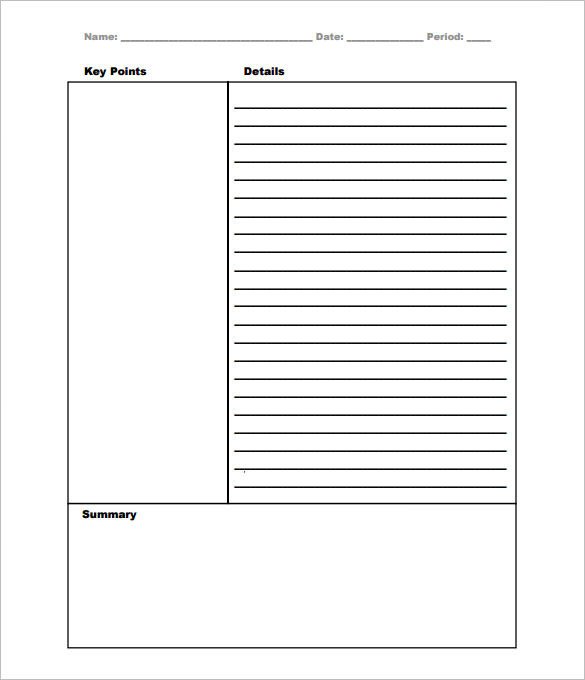 Cornell Notes Template Word Cornell Notes Template 51 Free Word Pdf format