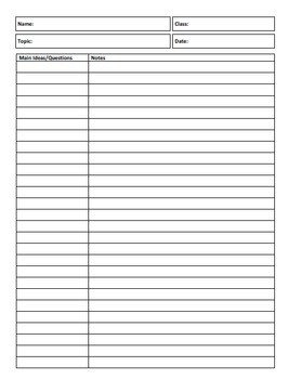 Cornell Notes Template Word Free Cornell Notes Template by All Things Algebra
