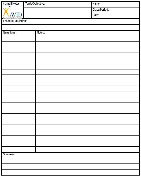 Cornell Notes Word Template Cornell Notes Powerpoint Template