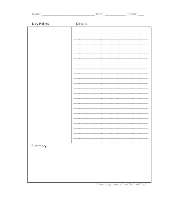 Cornell Notes Word Template School Cornell Notes Template – 6 Free Word Excel Pdf