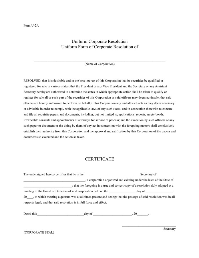 Corporate Resolution Template Microsoft Word Corporate Guarantee form Free Documents for Pdf