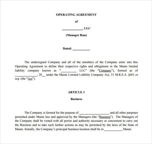 Corporation Operating Agreement Template 13 Sample Operating Agreements Pdf Word