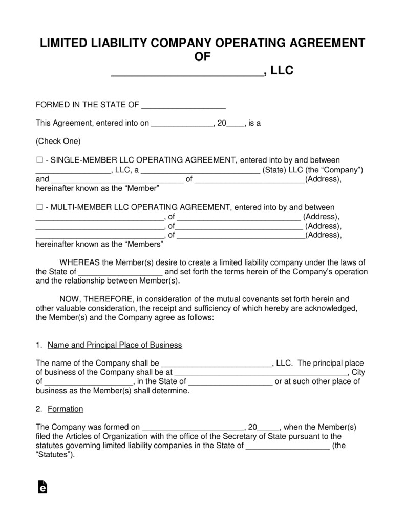Corporation Operating Agreement Template Free Llc Operating Agreement Templates Pdf