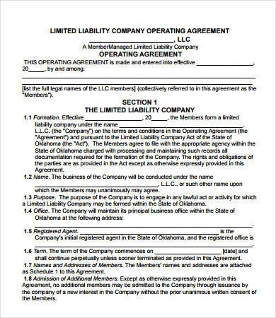 Corporation Operating Agreement Template Sample Operating Agreement 12 Free Pdf Google Docs