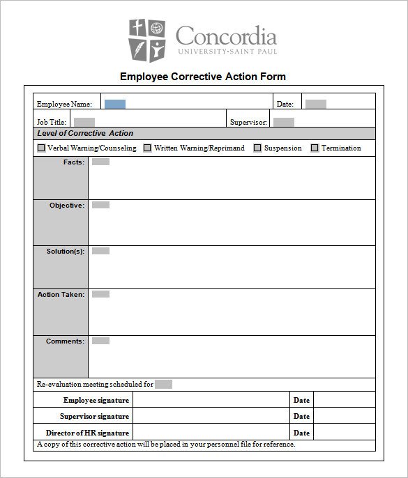 Corrective Action form Template Corrective Action Plan Template 22 Free Word Excel