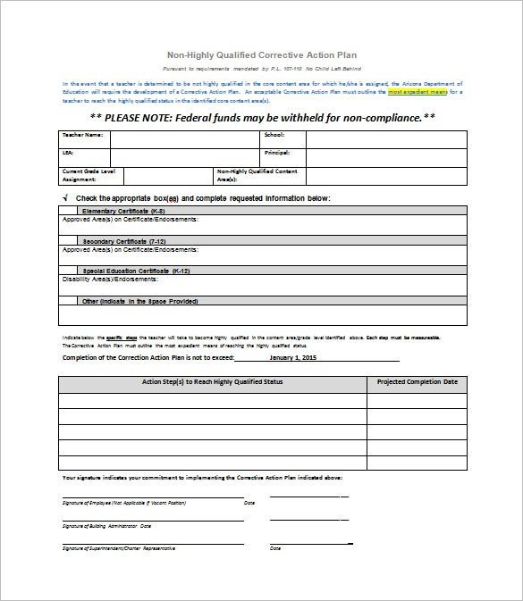 Corrective Action Plan Template Corrective Action Plan Template 15 Free Sample Example