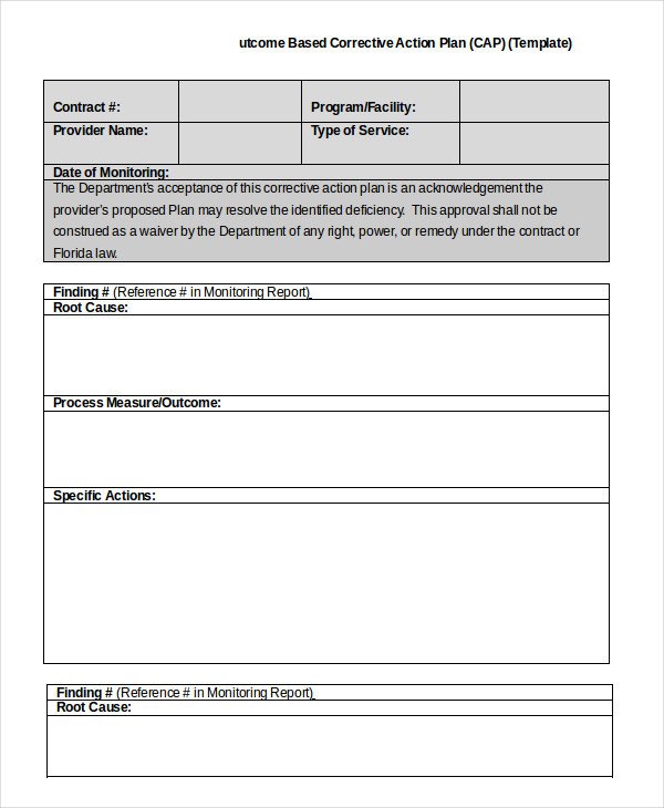 Corrective Action Plan Template Corrective Action Plan Template 16 Free Sample Example