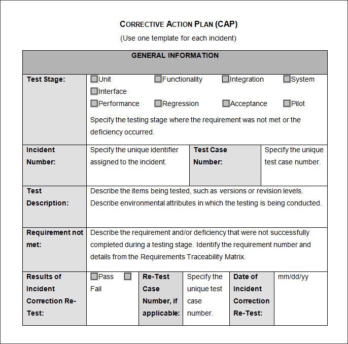 Corrective Action Plan Template Corrective Action Plan Template 22 Free Word Excel