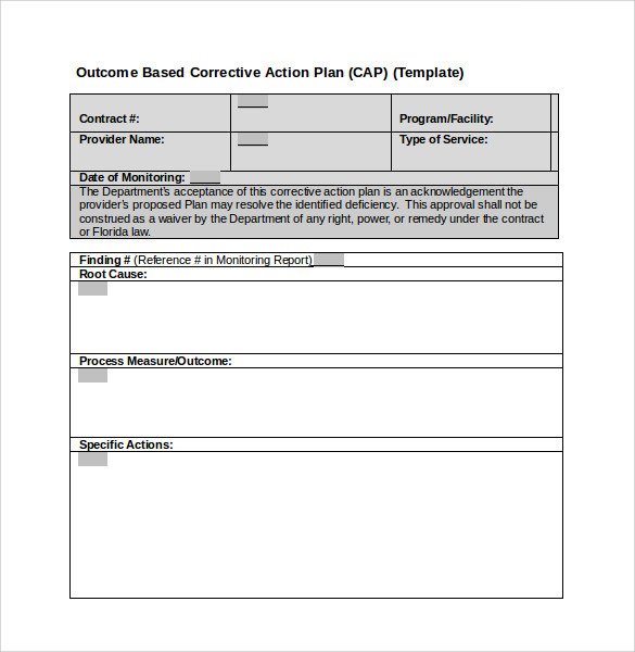 Corrective Action Plan Template Sample Corrective Action Plan Template 14 Documents In
