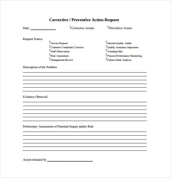 Corrective Action Plan Template Sample Corrective Action Plan Template 14 Documents In